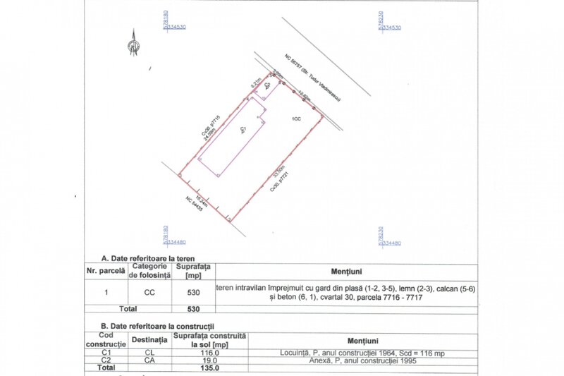 Chitila -T. Vladimirescu, casa individuala 4 camere, lot 530 mp.